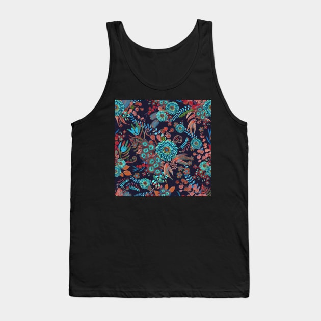 Australian flora surface pattern turquoise and brown Tank Top by LeanneTalbot